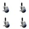 Service Caster 3'' Blue Poly Swivel 1-1/8'' Expanding Stem Caster Set with Brake, 4PK SCC-EX20S314-PPUB-BLUE-TLB-118-4 - alternate 1